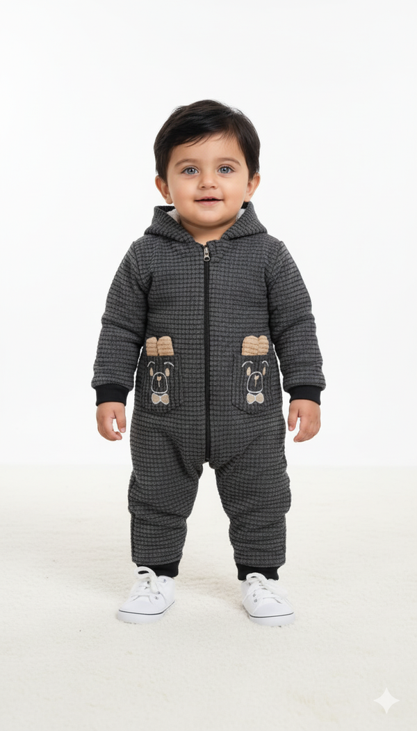 Teddy Cozy Waffle Knit Fur Romper
