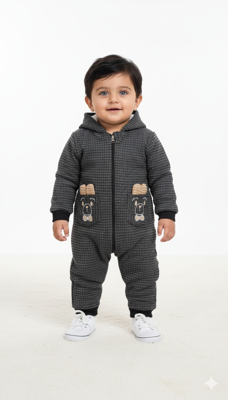 Teddy Cozy Waffle Knit Fur Romper