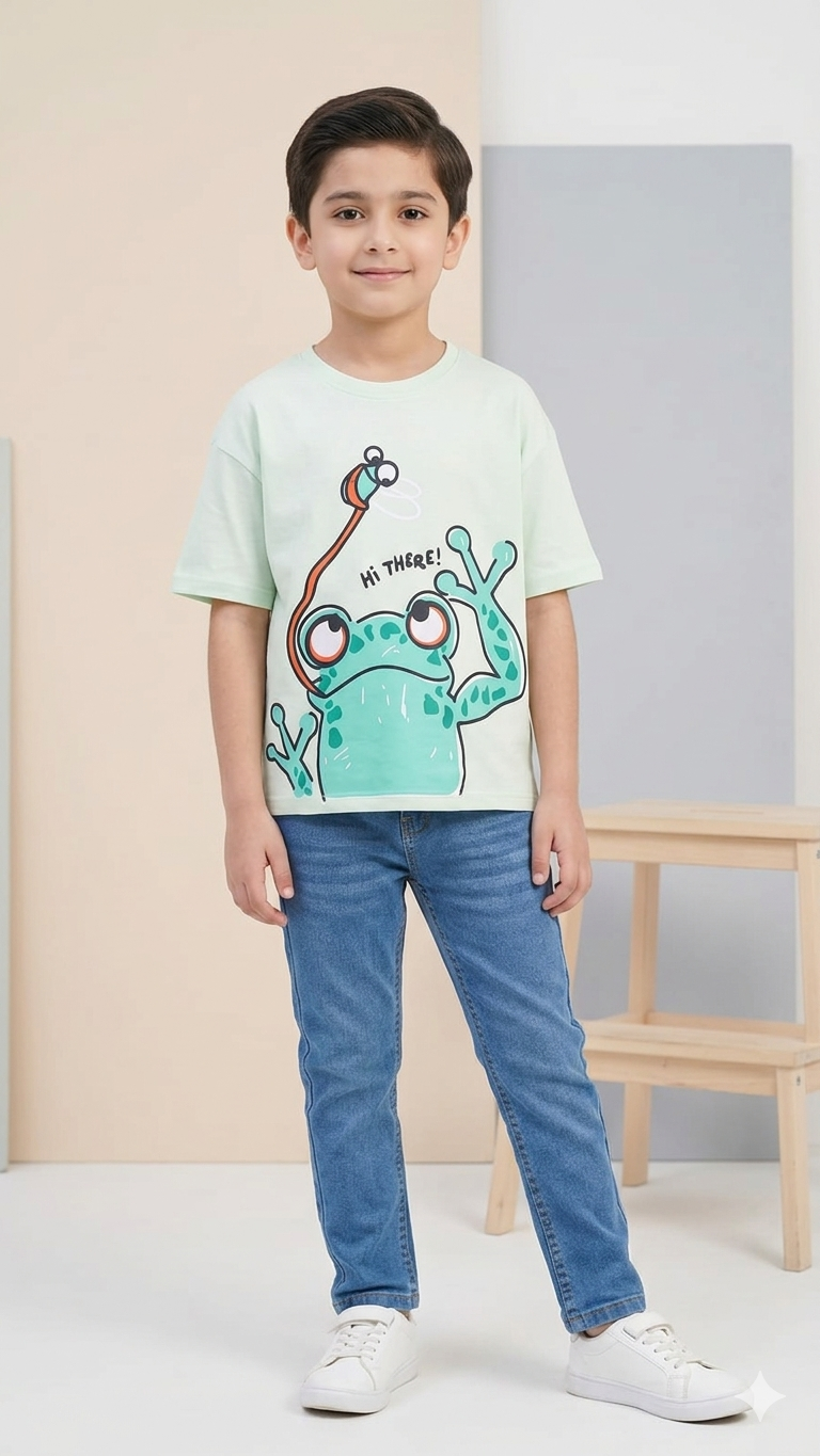 Hi There Frog Tee & Comfort Stretch Skinny Jeans (2pcs)