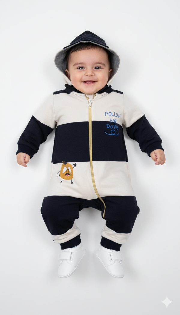 Baby Hooded Fleece Romper with Cartoon Pumpkin Print