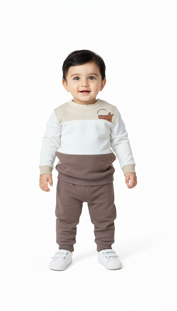 Little Alligators Themed Cotton Fleece Sweatshirt & Trouser Infant