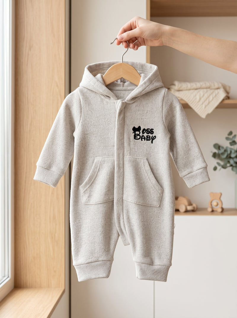 Boss Baby Hooded Fleece Romper