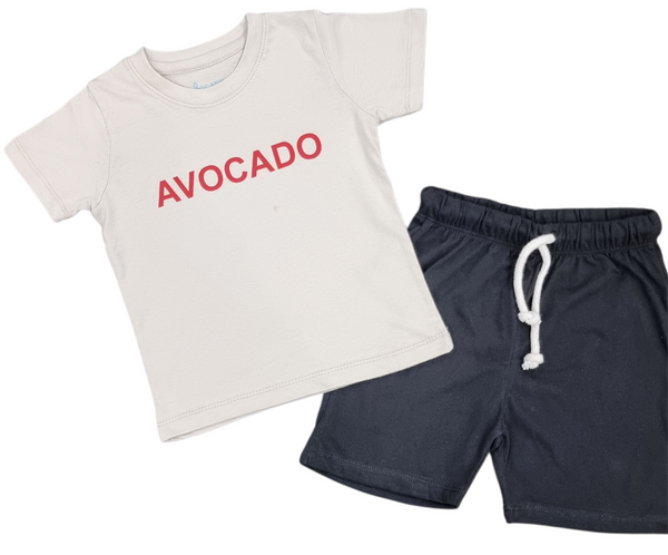 Pastel Mint Avocado Tee & Black Cotton Short