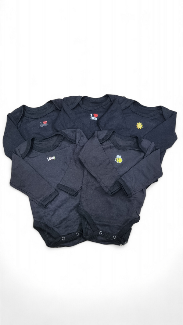 Pack of 5 Black Bodysuit For Kids