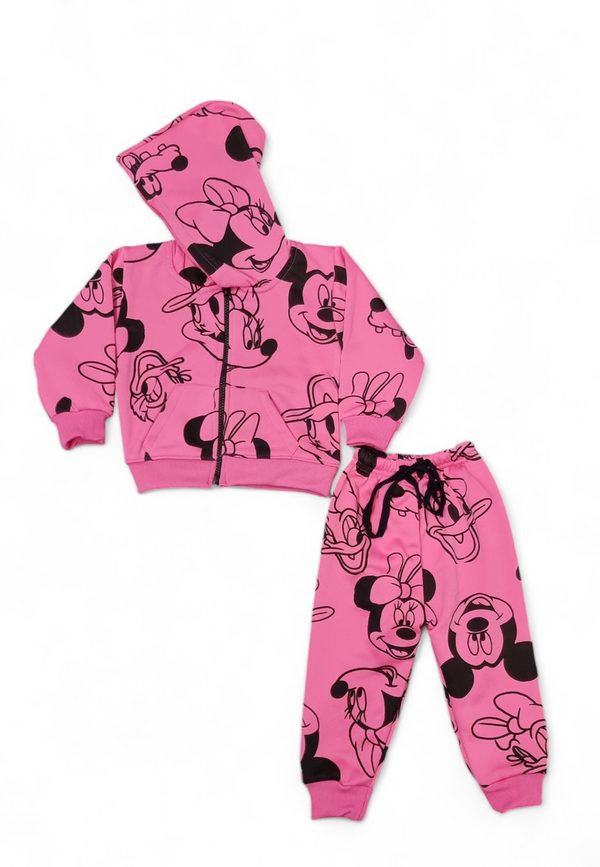 Minnie Mouse & Goofy Hot Pink Zip Up Hoodie & Trouser