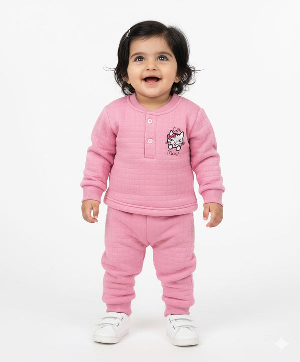 Cute Meow Pink Soft Textured Fur Pair Infant
