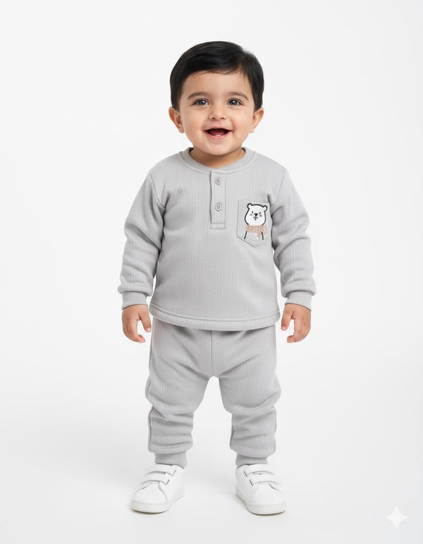 Little Bear Grey Soft Textured Fur Pair Infant