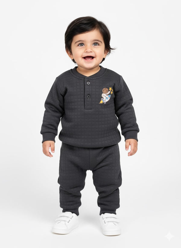 Little Space Rocket Black Soft Textured Fur Pair Infant