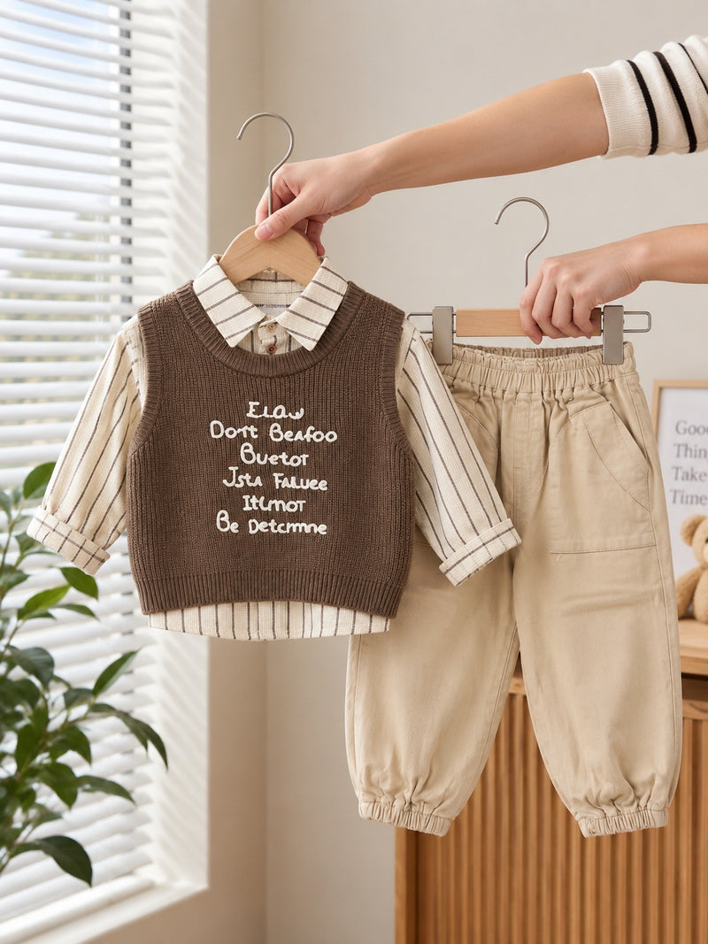 Knit Vest & Cargo 3 Piece Set