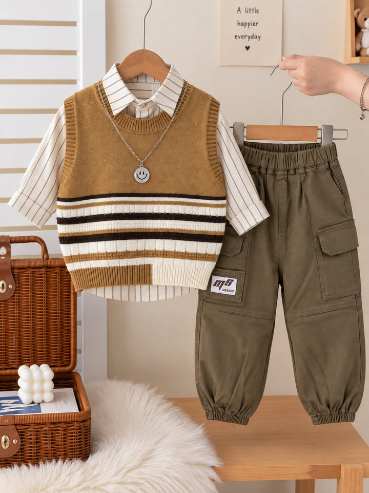Cozy Knit & Stripe 3 Piece Set