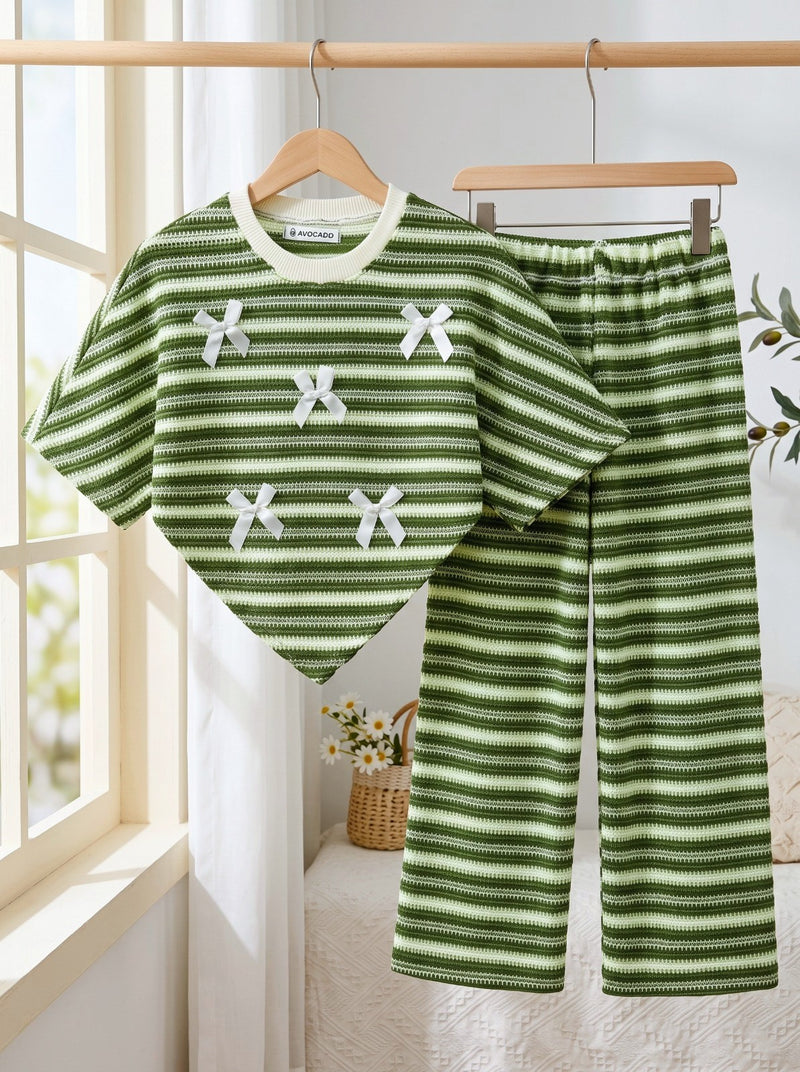 Olive Ribbon Stripe Top & Trouser