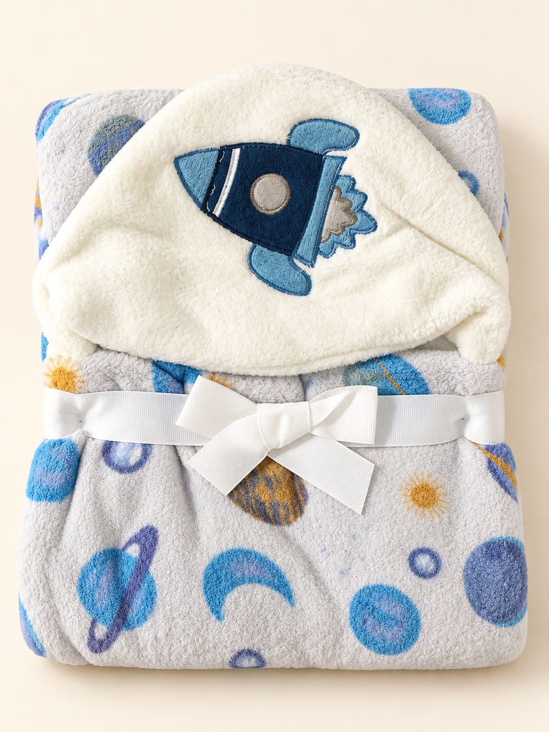 Astronaut Rocket Hooded Baby Blanket