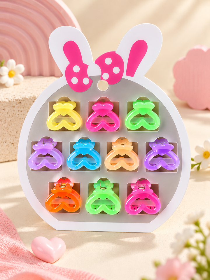 Heart Shaped Mini Hair Claw Clips 10 Pcs