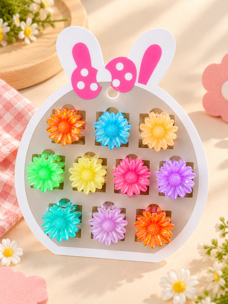 Shimmer Blossom Mini Hair Claw Clips 10 Pcs