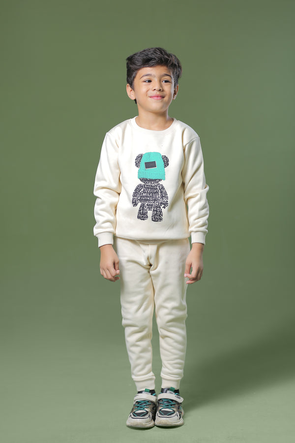 Stars Teddy Print Unisex Cotton Fleece Sweatshirt & Trouser