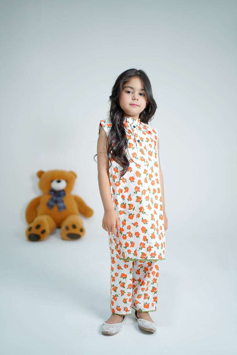 Floral Breeze Half Sleeves Kurti & Trouser