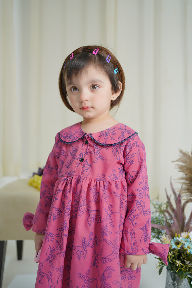 Hot Pink Petal Leaf Frock