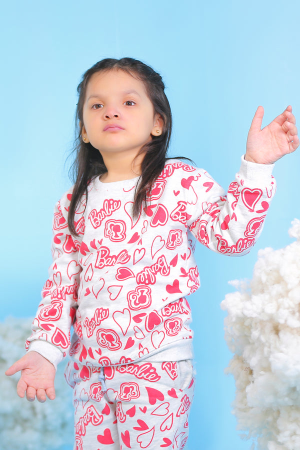 Barbie Heart Print Fleece Tracksuit