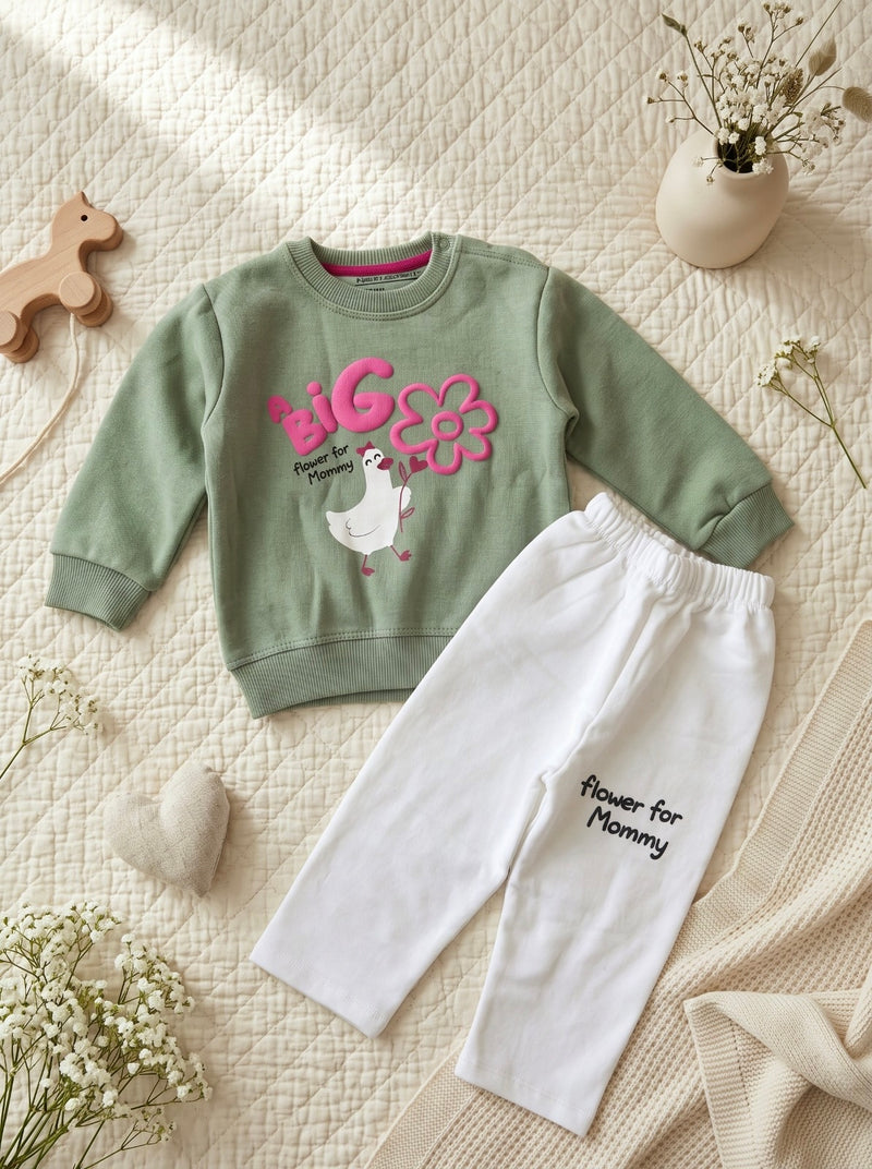 Little Hen Bloom Fleece Sweatshirt & Trouser Infant