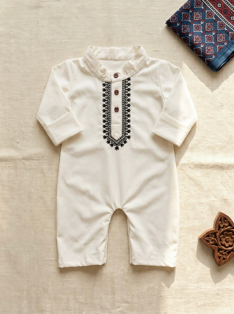 White Little Charm Embroidered Romper