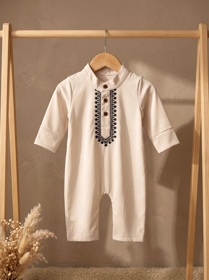 Ivory Little Chram Embroidered Romper