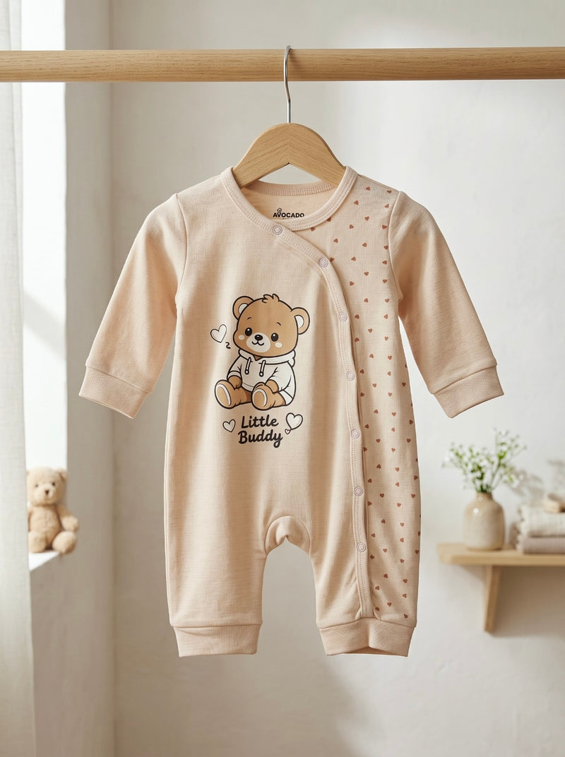 Little Buddy Bear Heart Print Baby Romper