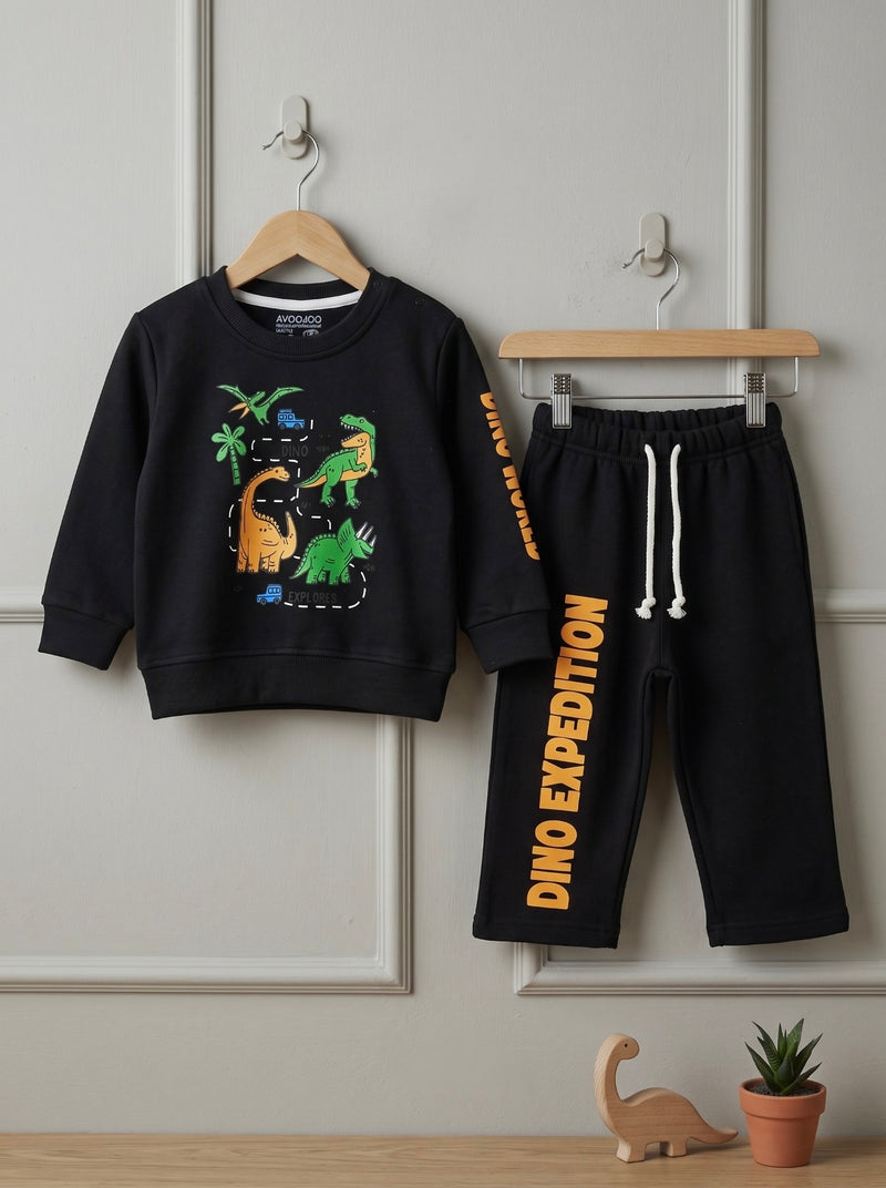 Black Dino Expedition Fleece Sweatshirt & Trouser