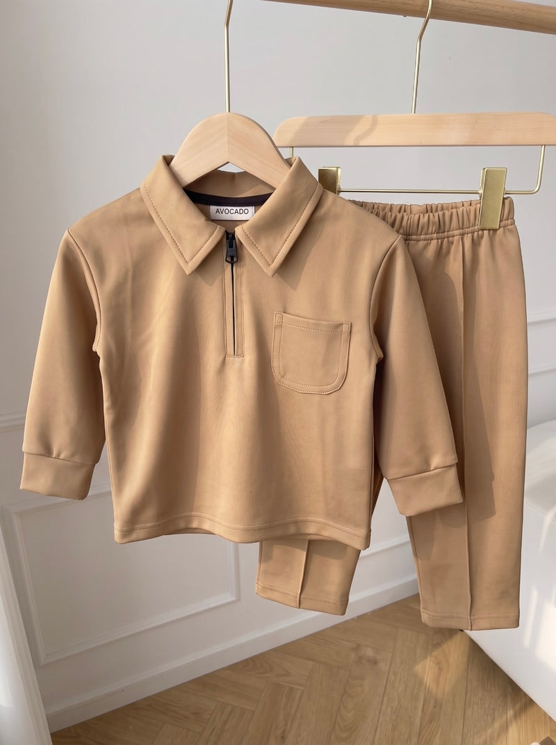 Sand Beige Signature Scuba Collared Set
