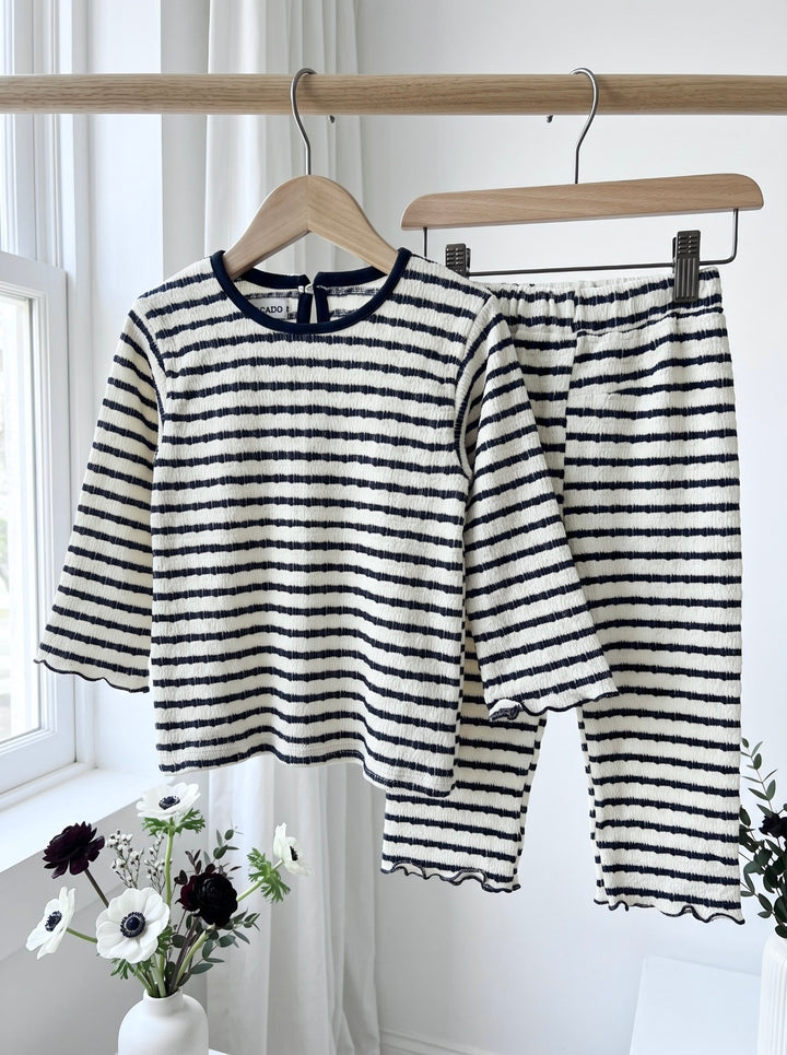 Premium Black Stripe Ruffle Shirt & Trouser