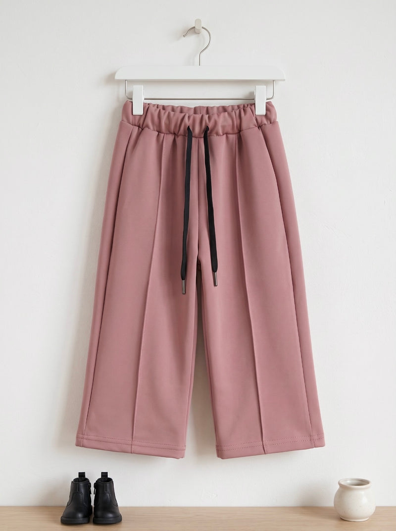 Peach Pink Signature Panel Stitch Wide Leg Scuba Trouser
