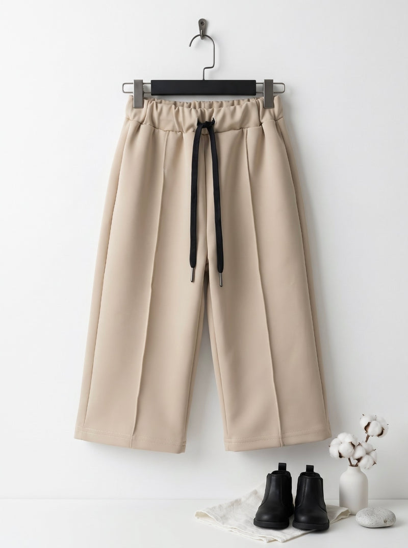 Ivory White Signature Panel Stitch Wide Leg Scuba Trouser