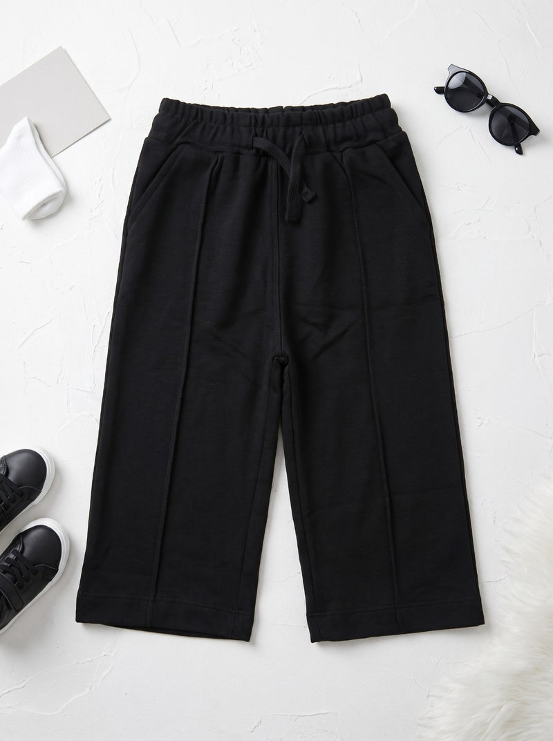 Black Wide Leg French Terry Trouser