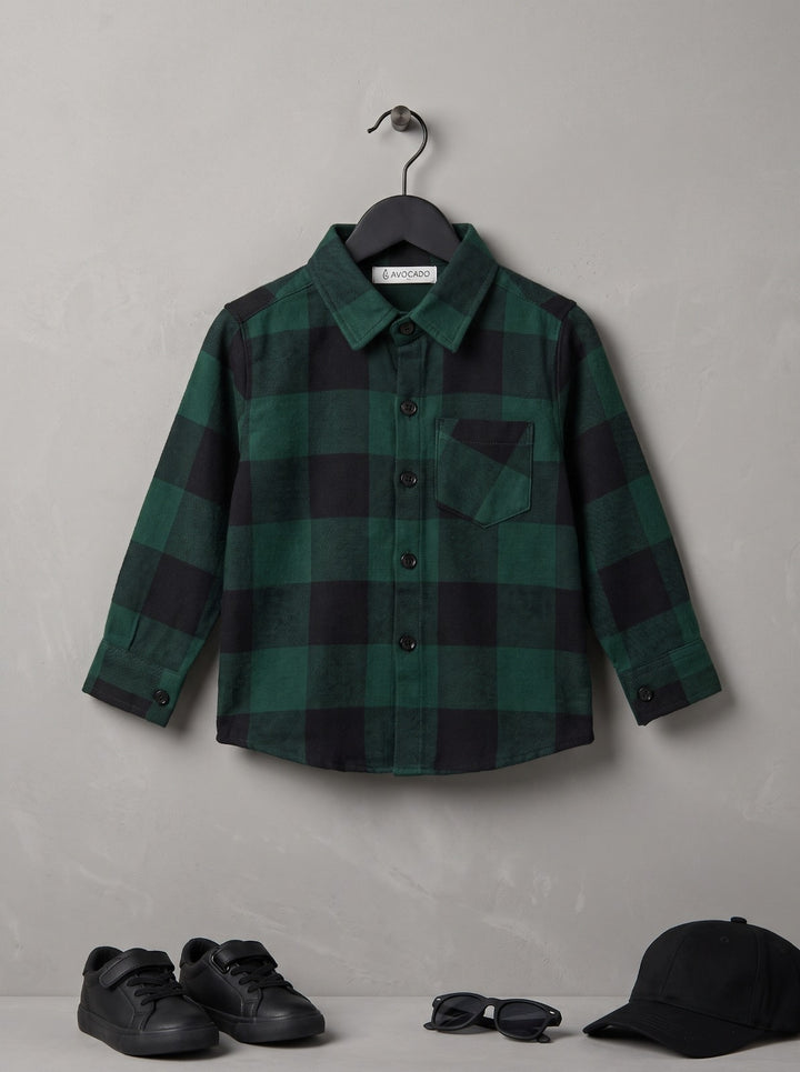 Teal Green & Black Check Button-Down Shirt