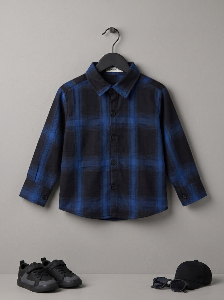 Blue & Charcoal Checkered Button Down Shirt