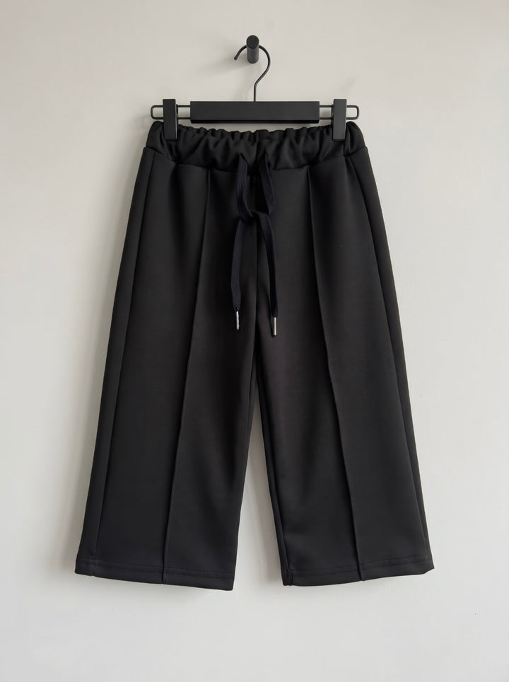 Black Signature Panel Stitch Wide Leg Scuba Trouser