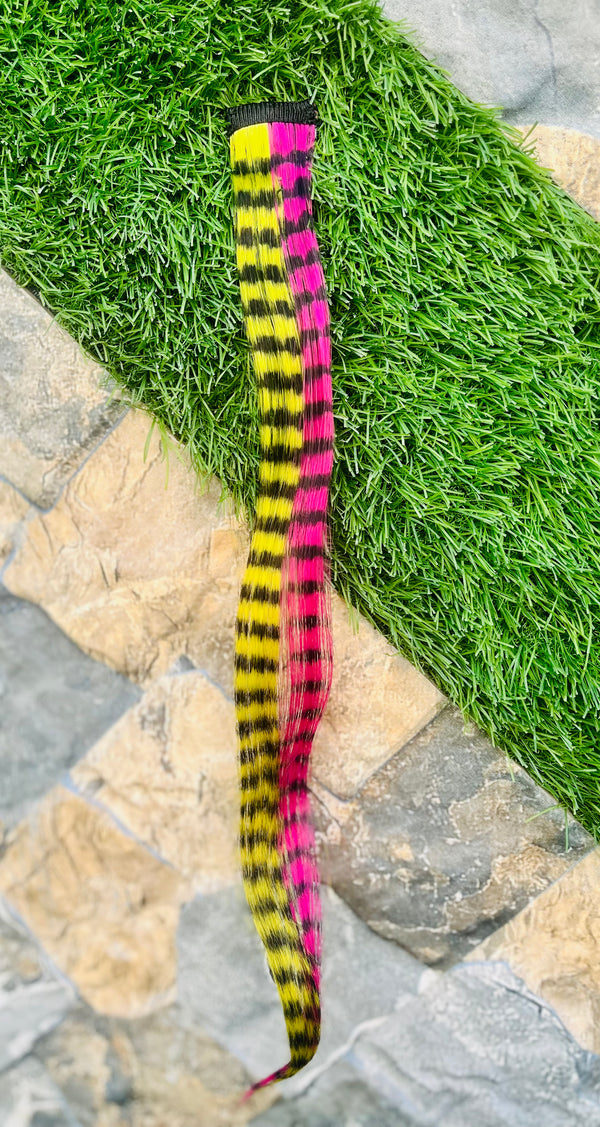 Yellow n Pink Stripes Hair Extension