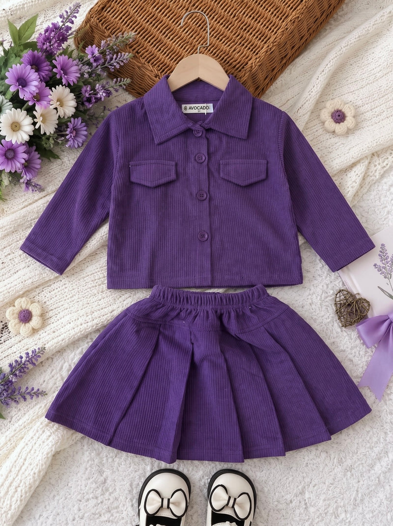 Royal Purple Corduroy Shirt & Skirt