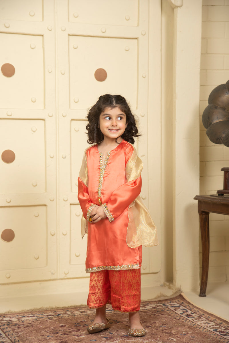 Brocade Trouser & Golden Dupatta