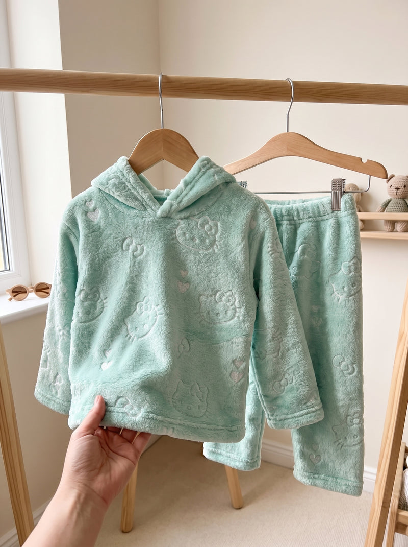 Hello Kitty Ice Blue Velour Winter Hoodie & Trouser
