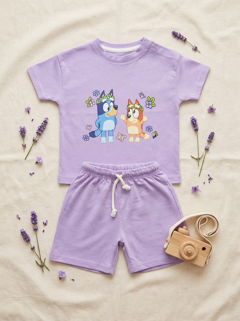 Lavender Puppy Pals Tee & Short Infant