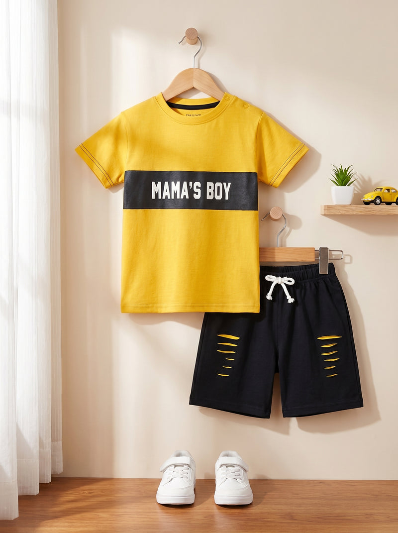 Mama’s Boy Tee & Cut Detail Short Infant