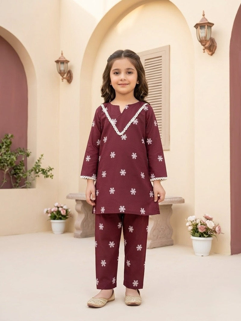Maroon Snowflake Cord Set