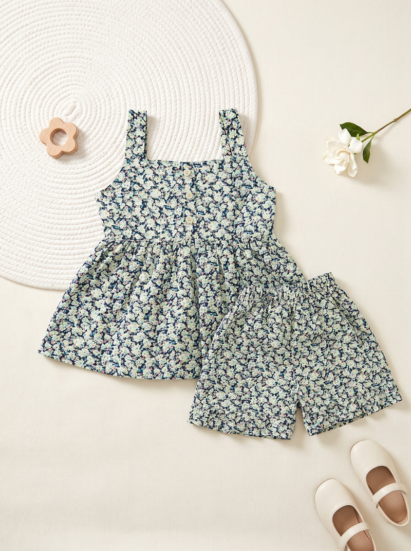 Multicolor Floral Printed Frock & Short