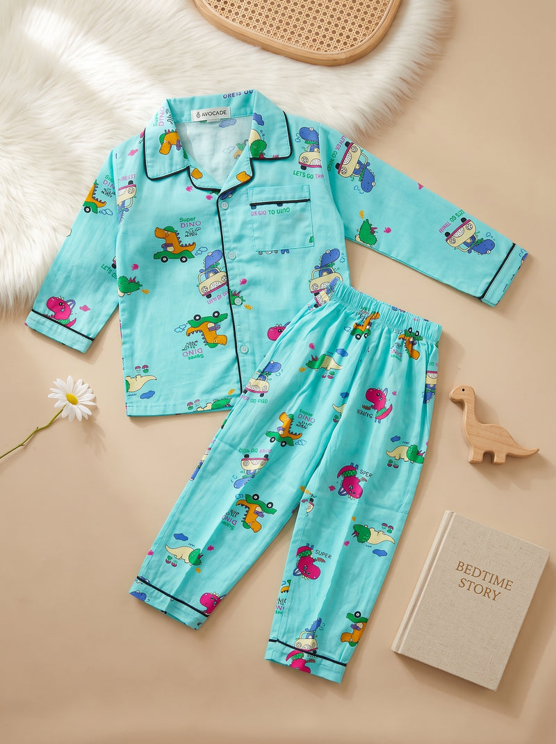 Dinosaur Printed Cotton Nightwear Set