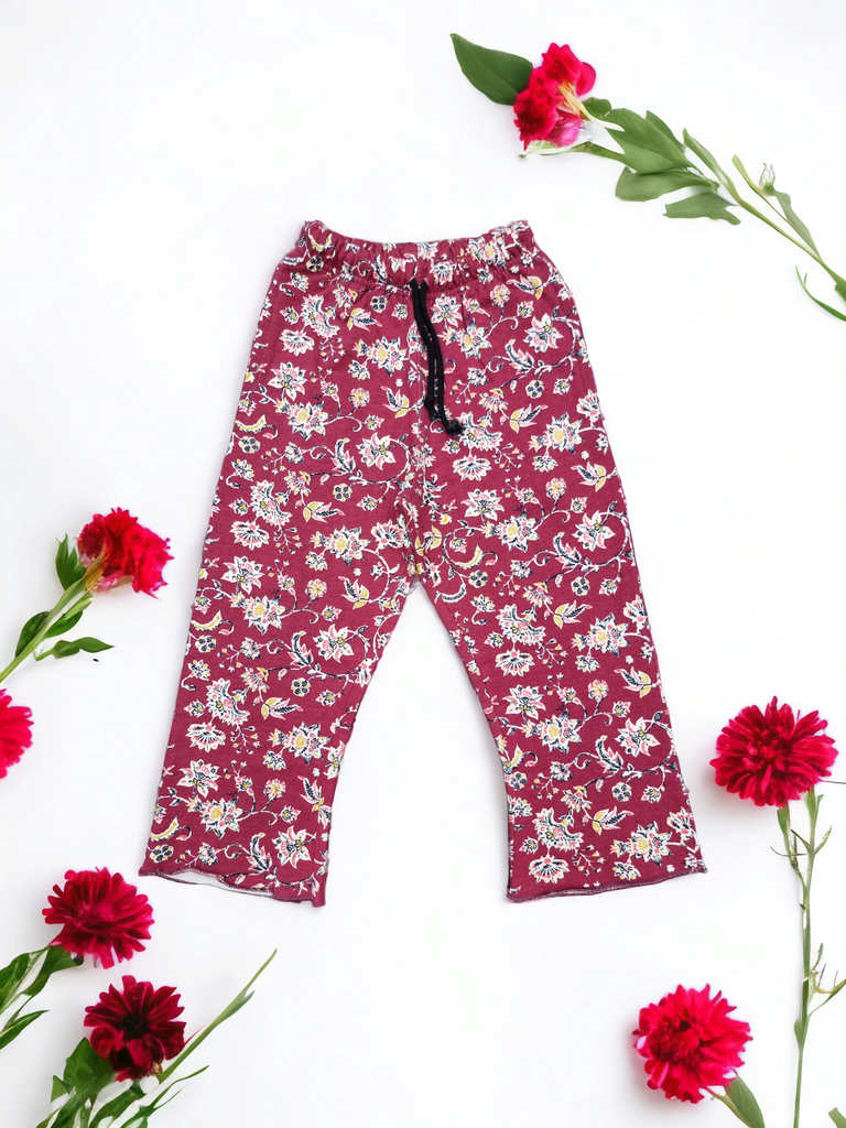 Mehroon Flower Printed Trouser