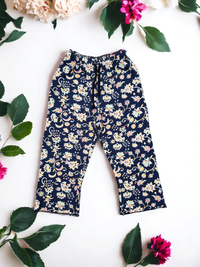 Navy Flower Printed Trouser