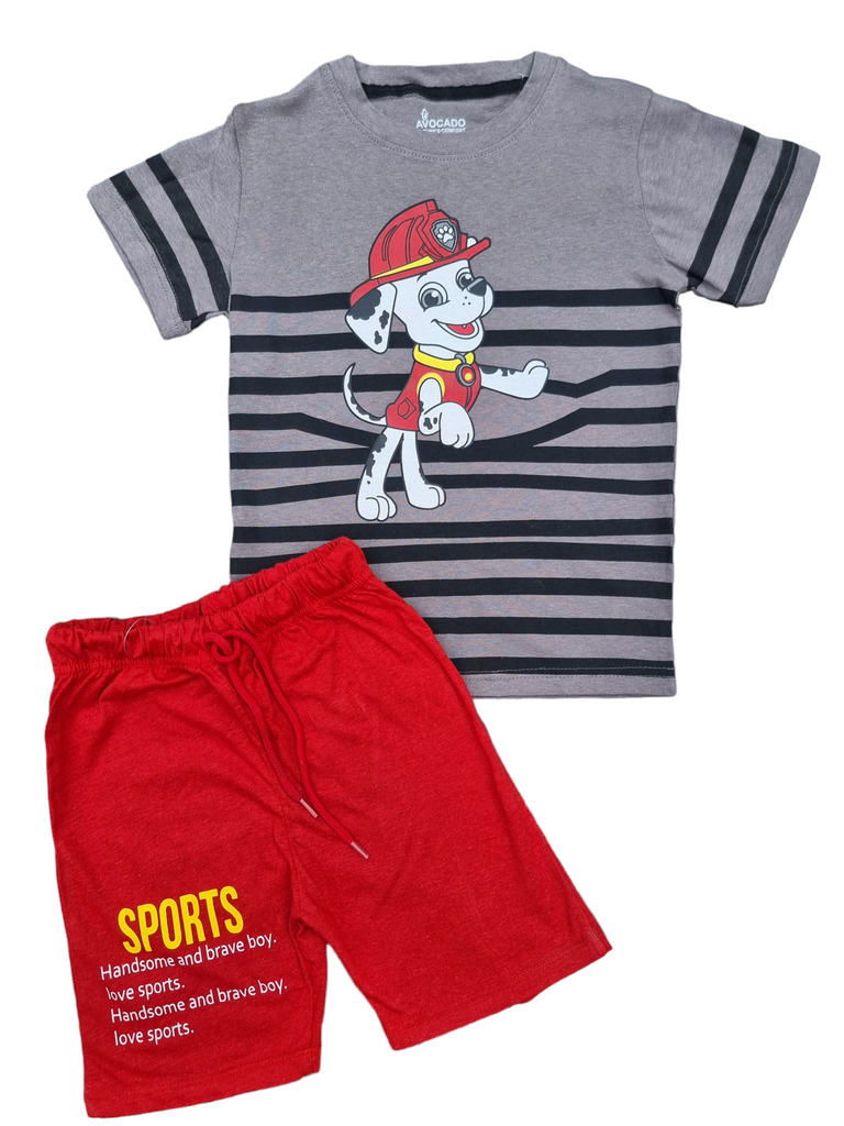 Paw Patrol Grey T-shirt & Red Sport Short