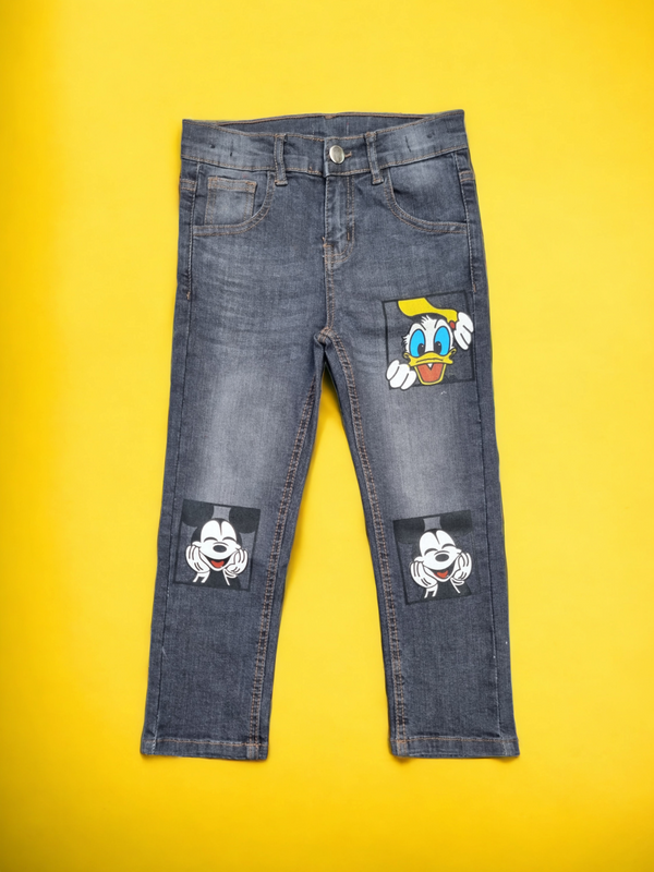 Donald & Friend Printed Grey Jeans