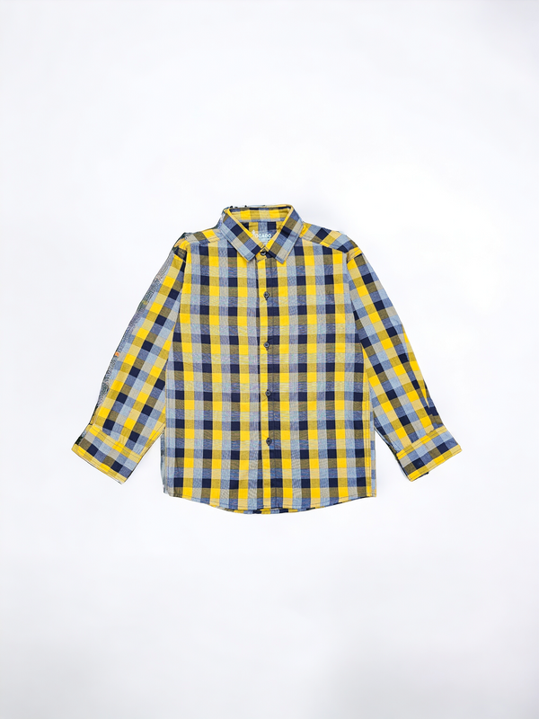 Yellow Check Full Sleeves Shirt