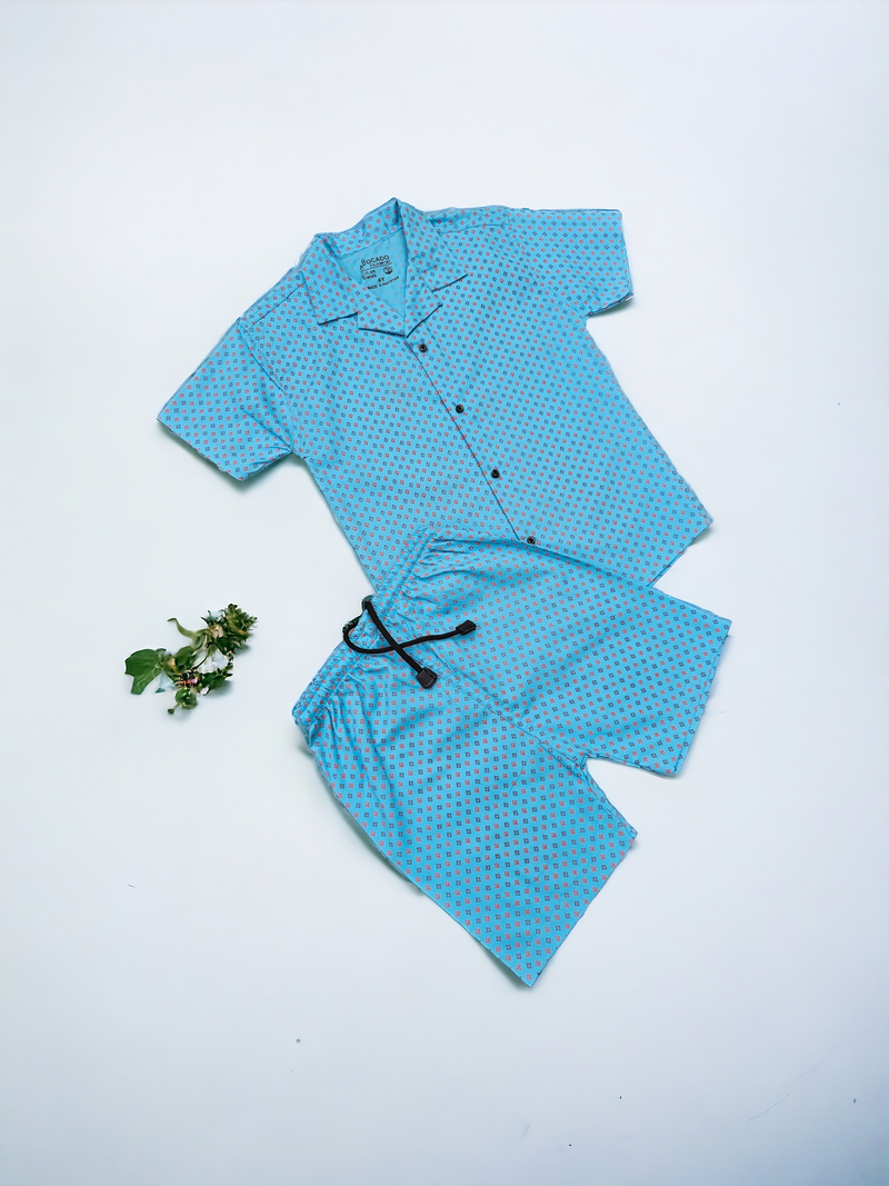 Sky Printed Resort Collar Shirt & Short